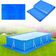 Lona rectangular de PE para piscina, tela de protección de suelo resistente y a prueba de perforaciones, revestimiento impermeable y antiarañazos para protección de la parte inferior de piscinas sobre el suelo - B - Ver 6