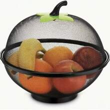 Fruit Basket With Mesh Cover Metal Household Insect-Proof Breathable Fruit Storage Bowl Kitchen Picnic Dust-Proof Fruit Plate, Heavy-Duty Metal Fruit Basket, Ventilated And Breathable, Made Of Durable Metal Material, Suitable For Kitchen, Camping, Picnic, Christmas Decoration, Reusable Storage Box Designed Specifically For Storing Fruit - Multicolor - View 1