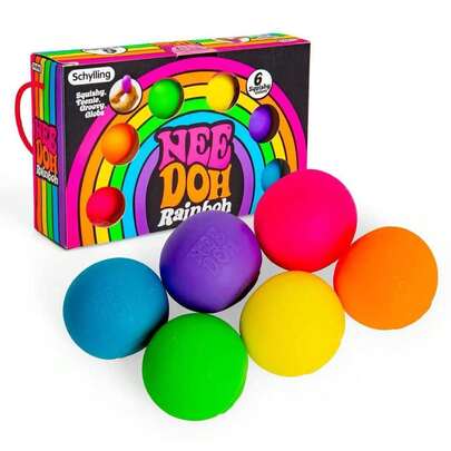 NeeDoh 6 piezas Bolas de alivio de estrés Nee Doh arcoíris, juguetes sensoriales para apretar, regalo para Pascua, Navidad, recuerdos de fiesta