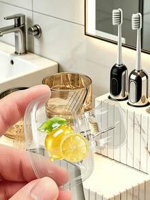Flat Lemon-Shaped Toothbrush Holder - Cute Design Travel And Home Storage Box With Transparent Lid, Compact Portable Easy To Carry, Protects Toothbrush Head, Dual Drainage Ventilation, Suitable For Home, Dorm And Travel | Cute Toothbrush Head Storage Box, Ideal Bathroom Storage Solution, Suitable For Home And Dorm - Multicolor - View 5