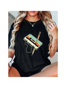 Dam-T-shirts - Svart - Visa 1