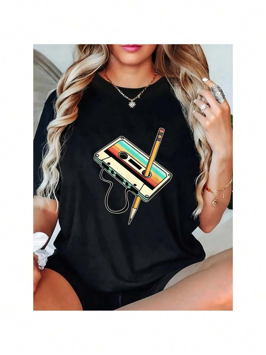 Dam-T-shirts - Svart - Visa 1