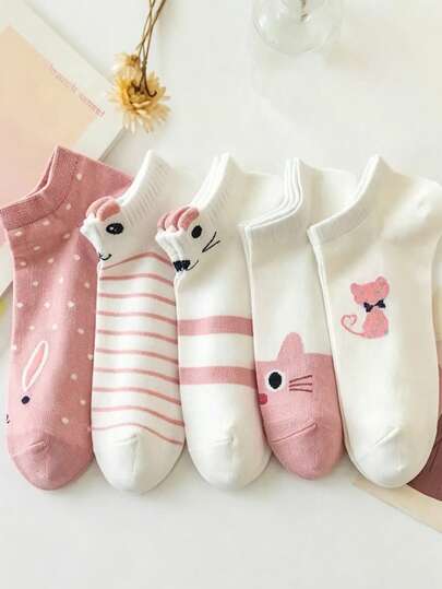 5 Pairs Women's Thin Ankle Socks, Breathable Sports Student Socks, Moisture-Wicking Shallow Mouth Socks, & Versatile For Spring/Summer