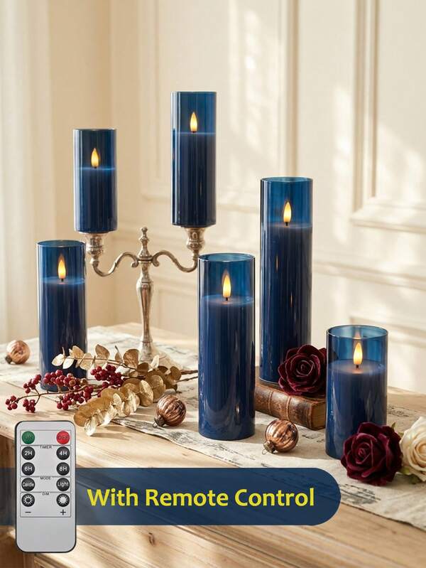 5pcs Flameless Candle Lights With Remote Control, Battery Powered, Scent-Free, Flicker Flame, For Tabletop Centerpiece Decor, Suitable For Home, Halloween, Christmas, Mother's Day, Valentine's Day, Birthday, Wedding, Party, Dining Table, Various Holiday Ambiance Lighting