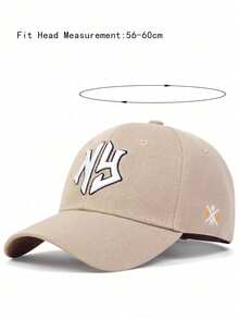 1 pieza Gorra de béisbol con bordado de letra geométrica para hombres, sombrero casual ajustable con protección solar para exteriores adecuado para primavera/verano, viajes, playa, fiesta - Caqui - Ver 5