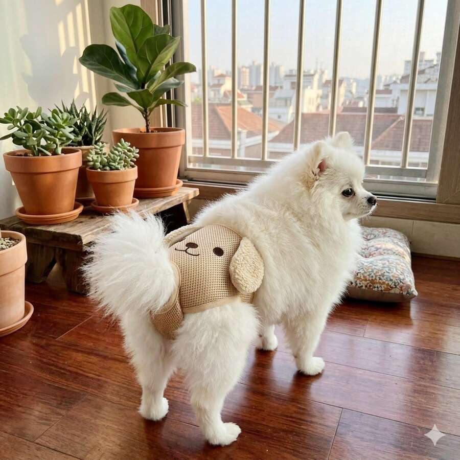 Cute Cartoon Dog Physiological Pants, Menstrual Pants For Female Dogs, Pet Underwear For Menstrual Period Protection - Beige - View 1