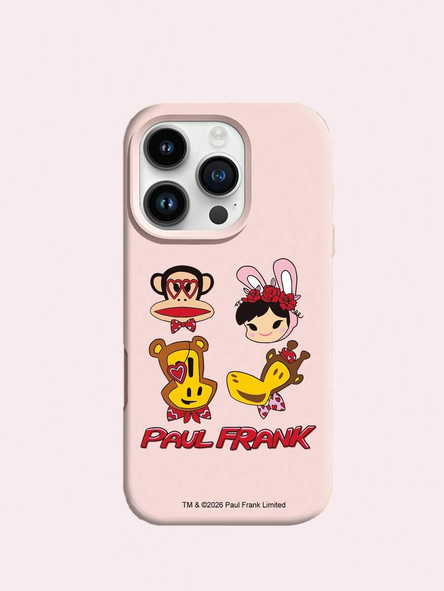 Funda de teléfono líquida con licencia oficial de Paul Frank, protección de cámara a prueba de golpes en todo el Body, patrón de personajes de dibujos animados de mono, conejo, oso y jirafa, nueva adecuada para iPhone 13/14/15/16/17 Pro Max - Multicolor - Ver 1