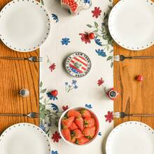 1pc European Blue Eucalyptus Star Patriotic 4th Of July Table Runner, Memorial Day Kitchen Dining Table Home Party Decor - Multicolor - View 5