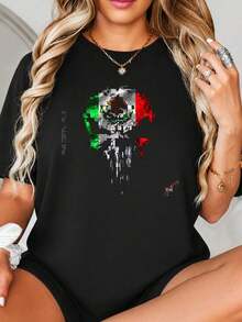 Impresión gráfica de cráneo mexicano Fl-ag, Diseño de arte de píxeles grunge, Verde, Blanco, Rojo, Diseño abstracto en negrita, Tema del Orgullo Nacional, Decoración de paredes o Impresión de arte.jpgRegalos personalizados: Camisetas para mujer con estilos modernos, hippies, casuales y minimalistas. Ropa masculina personalizada única, armarios cápsula, ropa básica/urbana para hombre. Regalos ideales para novios, familiares y amigos, adecuados para cumpleaños, vacaciones, colegio/competiciones, deportes/escalada, etc., también adecuados para la moda de otoño y actividades urbanas. Verano negro. - Negro - Ver 2