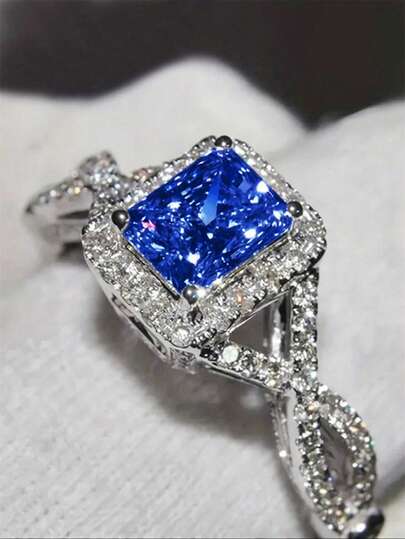 1pc Elegant Cubic Zirconia Ring, Suitable For Women, Suitable For Wedding, Engagement, Anniversary Party Wear, Valentine's Day Gift
