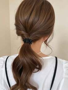 Bộ 2/1 chiếc dây buộc tóc đính đá lấp lánh tối giản, dây chun buộc tóc, kẹp tóc dành cho nữ, thích hợp đi du lịch, sinh nhật. - Nhiều màu - Xem 11
