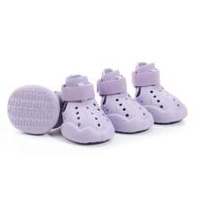 For Hot Pavement Outdoor Reflective Dog Strip Design Dog Shoes Animal Sandals Boot Non-Slip Waterproof Dog Booties EVA Pet Shoes - Màu tím - Xem 12