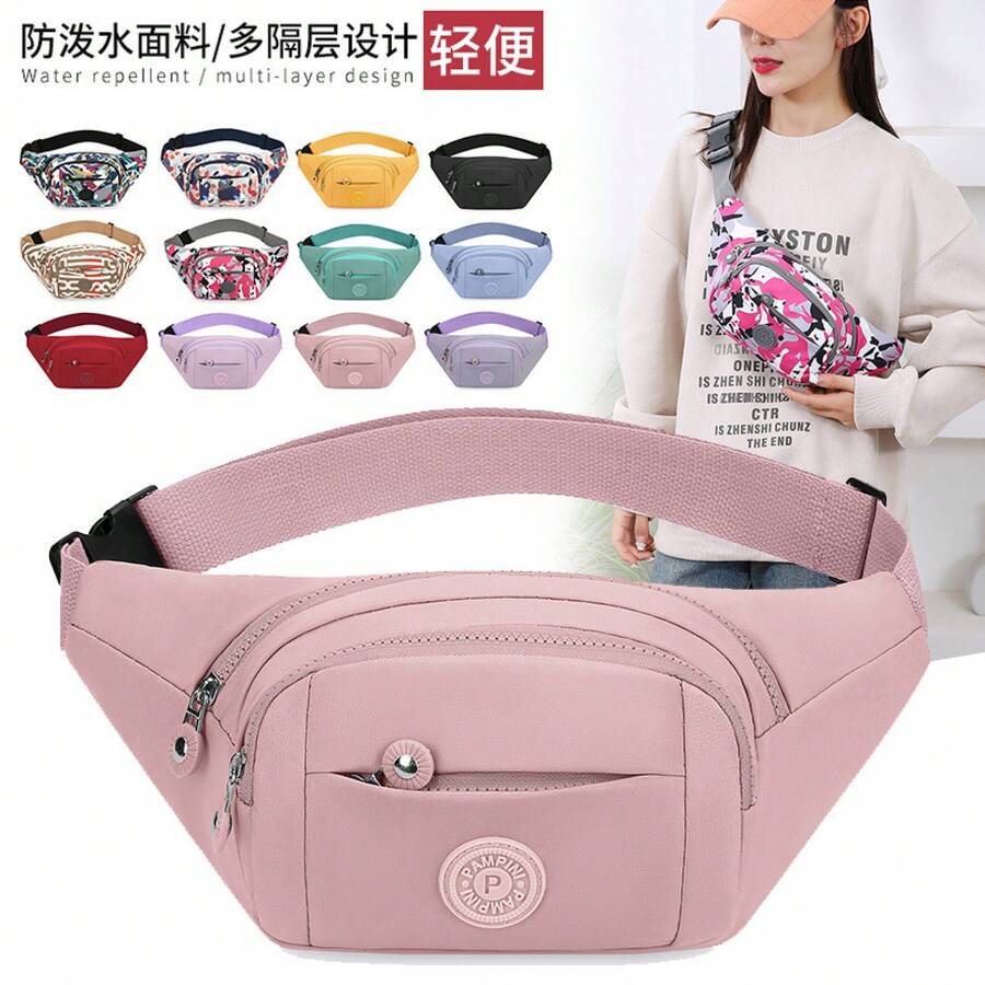 Portable Colorful Printed Large Capacity Waterproof Women's Waist Bag, Crossbody Chest Bag, Mobile Phone Bag, Cash Register Wallet, Lightweight Chest - Màu xanh lam - Xem 1