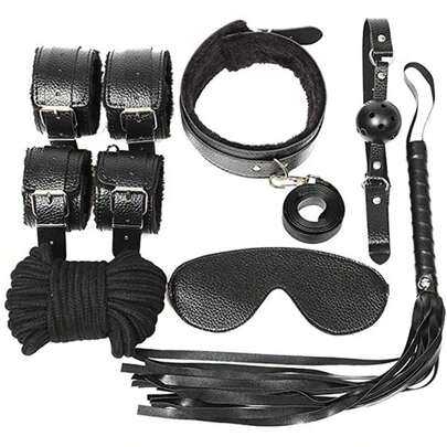 Bondage Restraints 7 Pcs Set BDSM Bondage Sex Toys For Woman, Fetish Adult Games Sex Products Lover Adult Sexual Set For Couples Cosplay, Bed Restraints For Sex With Adjustable Straps For BDSM, Black