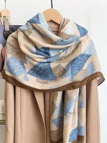 1件装女士波西米亚佩斯利印花围巾披肩，休闲优雅女士围巾配饰，防风披肩，适合日常佩戴，情人节头巾搭配，阿巴雅长袍配饰，柔软头巾，连衣裙配饰 - 藍棕色 - 查看 2