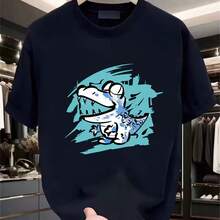 Printed T-Shirt For Men And Women - 黑色 - 查看 1