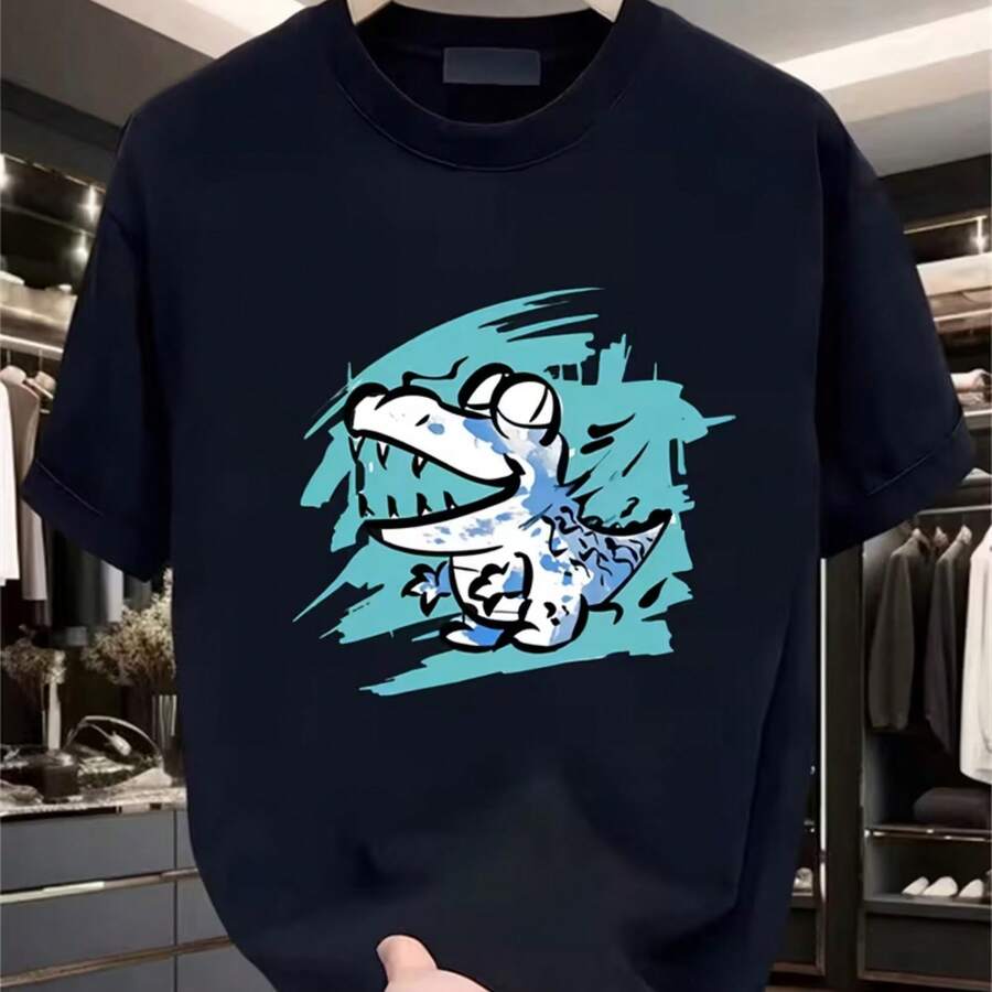 Printed T-Shirt For Men And Women - 黑色 - 查看 1