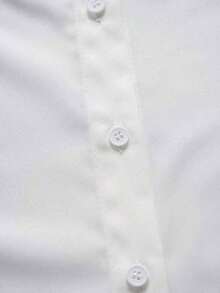 Camisa de mujer casual de manga larga a rayas con un solo abotonado - Blanco - Ver 5