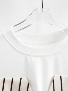 Conjunto de vacaciones para mujer con camisa a rayas de dos piezas falsa - Multicolor 3 - Ver 4