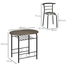 Bistro Table And Chair Set, 1 Table, 2 Chairs, 80cm X 53cm X 74.5cm, Black. - Black - View 9