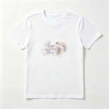 Camiseta Mujer Algodón Estampado Pájaro y Flores - Diseño Boho Chic Elegante - Blanco - Ver 1
