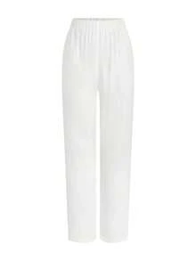 Conjunto de uniforme de enfermera con cuello en V, manga corta y bolsillo lateral con abertura, color azul claro, pantalón informal, conjunto de uniforme de enfermera, para primavera/verano - Blanco - Ver 5