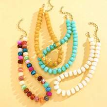 Beaded Necklace For Women Boho Bead Chunky Necklace Big Bead Necklace Fashion  Summer Colorful Necklaces Holiday Vocation Jewelry Gifts - 黃色珠子 - 查看 9