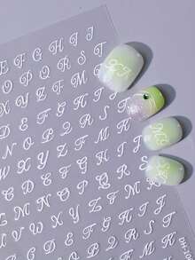 2 片哥特风格大写字母美甲贴纸 Y2K 黑白罗马字母自粘贴纸，时尚英文艺术字体 DIY 美甲装饰 - 黑與白 - 查看 7