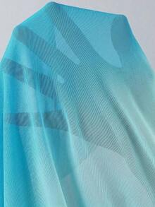 Swim Oasis Conjunto de traje de baño de 2 piezas de moda alta para mujer con falda ajustado con abertura lateral fruncida, ajustable con doble tirante y diseño de concha con degradado de color para primavera/verano - verde menta - Ver 5
