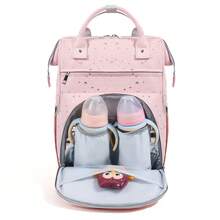 Large Capacity Multi-Pocket Diaper Bag Backpack Designed For Moms, With Dry-Wet Separation Function, Lightweight & Soft Mommy Bag, Featuring Front/Back/Side/Zipper/Mesh Pockets For Storing Newborn Essentials, Pink Star Pattern, Suitable For Stroller, Maternity Hospital Bag - Multicolor - View 9