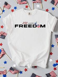 Camiseta Patriótica Freedom 250, Camiseta del 250 Aniversario de América, Camiseta del Semiquincentenario de los Estados Unidos, Celebración del Año 250. Camiseta unisex de algodón puro de 220 g, peso ideal para todas las estaciones, adecuada para hombres y mujeres. Tejido duradero de alta calidad, suave al tacto y de larga duración. Parte superior transpirable. Adecuada para la primavera y el verano de las mujeres, vacaciones, Día de la Madre, Día de la Independencia. - Blanco - Ver 1