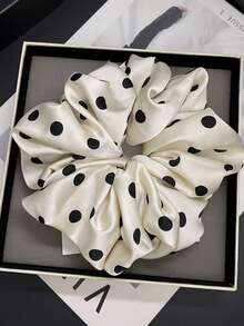 2/1入 黑白波點高級感髮圈髮箍，溫柔優雅，極簡百搭，鬆弛風布料髮飾，適合女性與女孩夏季日常佩戴 - 均碼 - 查看 9