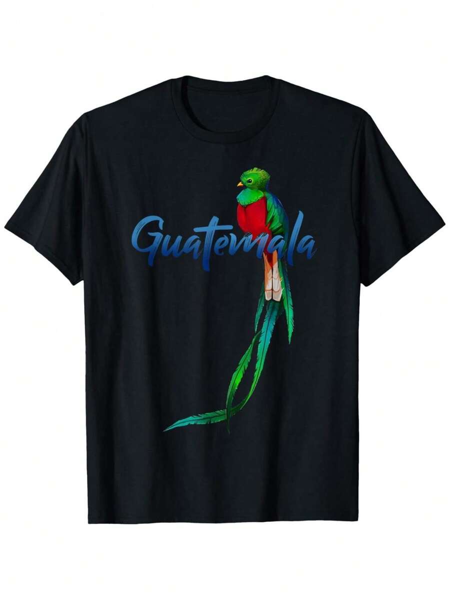 [100% Cotton]Guatemala Quetzal T-Shirt - Black - View 1