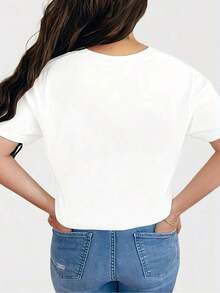 Camiseta 100% Algodón, Prenda de Primavera/Verano para Mujer en Tallas Grandes, No Requiere Tratamiento, Simplemente Perfecta para Vacaciones. Camiseta estampada, cuello redondo, manga corta, top casual y elegante, ropa elegante para fiestas, corte holgado, regalo para vacaciones, diseño divertido, uso diario, camiseta para casa. Camiseta de verano para mujer, nueva, de algodón puro, manga corta, corte holgado, casual y ajustado. - Negro - Ver 9