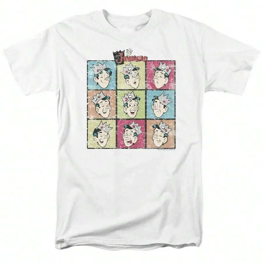 Camiseta Archie Comics Jug Heads con licencia oficial. Color blanco, 220 g, algodón puro, manga corta, para hombre y mujer. Tejido grueso, resistente a las arrugas y a la deformación. Estilo sencillo y versátil, ligero y transpirable, perfecto para ir al trabajo, viajar, acampar, ir de compras y para el tiempo libre. - Blanco - Ver 1