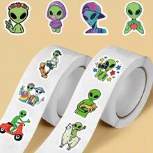 500PCS/Roll Fun Bizarre Cartoon Alien Roll Stickers Creative Rewards Gift Decoration Scrapbook Envelope Invitation Sticker - 1 Set - View 8