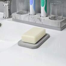 2pcs/1pc Silicone Soap Dish, Quick Drying Soap Saver, Bathroom Accessory, Compact Self-Drying Soap Container - 8*13cm - View 3