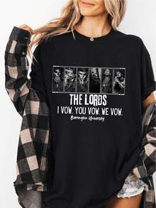 Camiseta de la Serie "The LORDS" de Dark Romance - Merch de Shantel Tessier - Camiseta literaria negra con la frase "THE LORDS I VON YOU, WE VOICED VON" - Regalos para Booktok y lectores de Dark Romance - Camiseta casual de cuello redondo para mujer - Camiseta de algodón lavable a máquina, ropa de fandom, diseño de texto en negrita, tela cómoda, mercancía para fans, comunidad Booktok - Camiseta holgada, casual y versátil. - Negro - Ver 7
