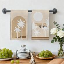 2pcs Bohemian Coconut Tree Printed Kitchen Towels, 15.75*23.62in(40*60cm) Super Soft Microfiber Polyester Dish Towels, Hand Towels, Dish Cloths, Home Decor, Kitchen Decor, Cooking Baking Cleaning Towels, Kitchen Accessories, Machine Washable, Suitable For Dining Room, Kitchen, Daily Decoration And Gifts, All Seasons - Multicolor - View 8