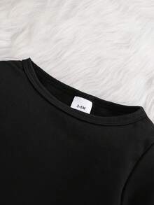 [Customized]Baby Romper Unisex Style Supports Exclusive Personalized Customization Can Print Photos / Patterns Round Neck Comfortable Fit Baby Daily / Commemorative Photo Versatile Crawler Durable Easy Care Machine Washable Dry Cleanable - Black - View 3