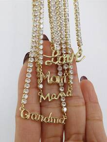 Quà tặng Ngày của Mẹ bằng vàng 18K thời trang - Dây chuyền khắc chữ "Mẹ/Mẹ yêu" - Dây chuyền cổ áo thời trang và cá nhân hóa - Vàng - Xem 8
