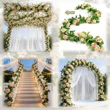 6/4/2pcs Rangkaian Bunga Mawar Champagne Buatan dengan Mawar dan Daun - Karangan Bunga Plastik Palsu, Dekorasi Lengkungan Pernikahan DIY, Untuk Balkon dan Dinding Ruang Tamu - MultiWarna - View 10