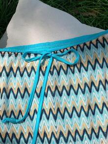Falda casual de mujer con textura de ganchillo en verde y azul - Multicolor 3 - Ver 5
