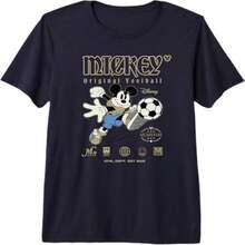 Camiseta informal de algodón de manga corta y cuello redondo para mujer con estampado de  Mouse y fútbol americano, corte regular y tejido ligeramente elástico para uso diario. - Negro - Ver 1