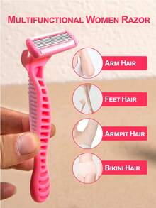 Alat Cukur Rambut Tubuh & Wajah Manual 6 Lapisan, Alat Cukur Pengaman Wanita, Pemangkas Bikini, Depilator, Alat Perawatan Wajah & Tubuh Unisex, Epilator Tubuh Wanita Ukuran Perjalanan Sekali Pakai (Warna & Gaya Acak) - Model yang ditingkatkan - View 4
