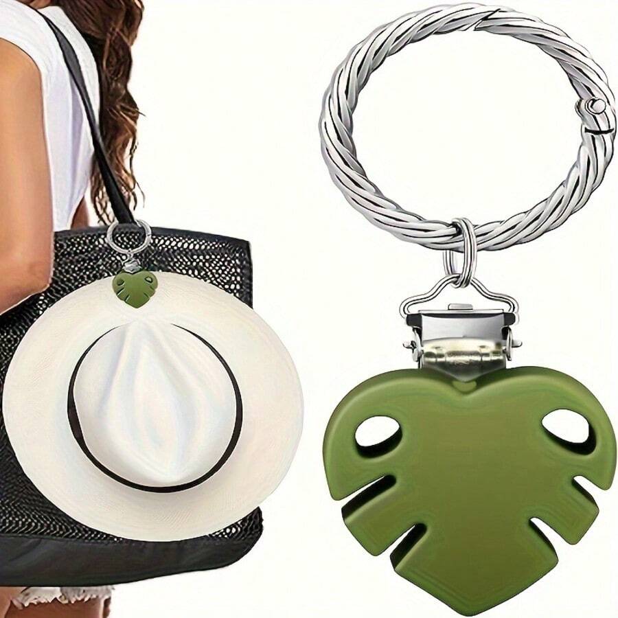 1pc Sunflower & Leaf Shape Multifunctional Clip, Fashionable Braided Wreath Keychain, Versatile Accessory For Bag, Hat Accessories Keychains Teacher Gift Birthday Gift Charms Key Chain Bag Charm