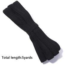 Dây thun co giãn cao cấp màu đen, chất liệu polyester và latex, dài 5/10 thước Anh, dạng dẹt, thích hợp dùng làm dây buộc tóc, quai đeo khẩu trang, thắt lưng, cổ tay áo, eo váy, bao bì, đánh dấu sách, đồ dùng gia đình. - đen - Xem 12