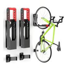 ALIXUEQIN - Soporte de pared para bicicleta, soportes giratorios para cochera, no requiere levantamiento pesado, ganchos de pared para bicicleta que puede soportar hasta 75 libras, color - rojo - Ver 2