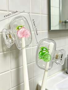 Flat Lemon-Shaped Toothbrush Holder - Cute Design Travel And Home Storage Box With Transparent Lid, Compact Portable Easy To Carry, Protects Toothbrush Head, Dual Drainage Ventilation, Suitable For Home, Dorm And Travel | Cute Toothbrush Head Storage Box, Ideal Bathroom Storage Solution, Suitable For Home And Dorm - Multicolor - View 4