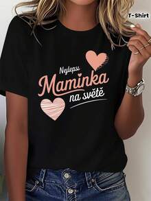 Camiseta cómoda para mujer con código "Czech Quote Mom Love Pure" - Negro - Ver 7